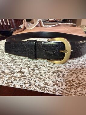 Royal Coachman alligator belt black/gold sz 34